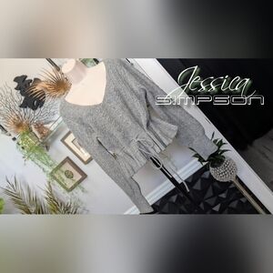 Jessica Simpson Grey Cable Knit Crop Sweater XL